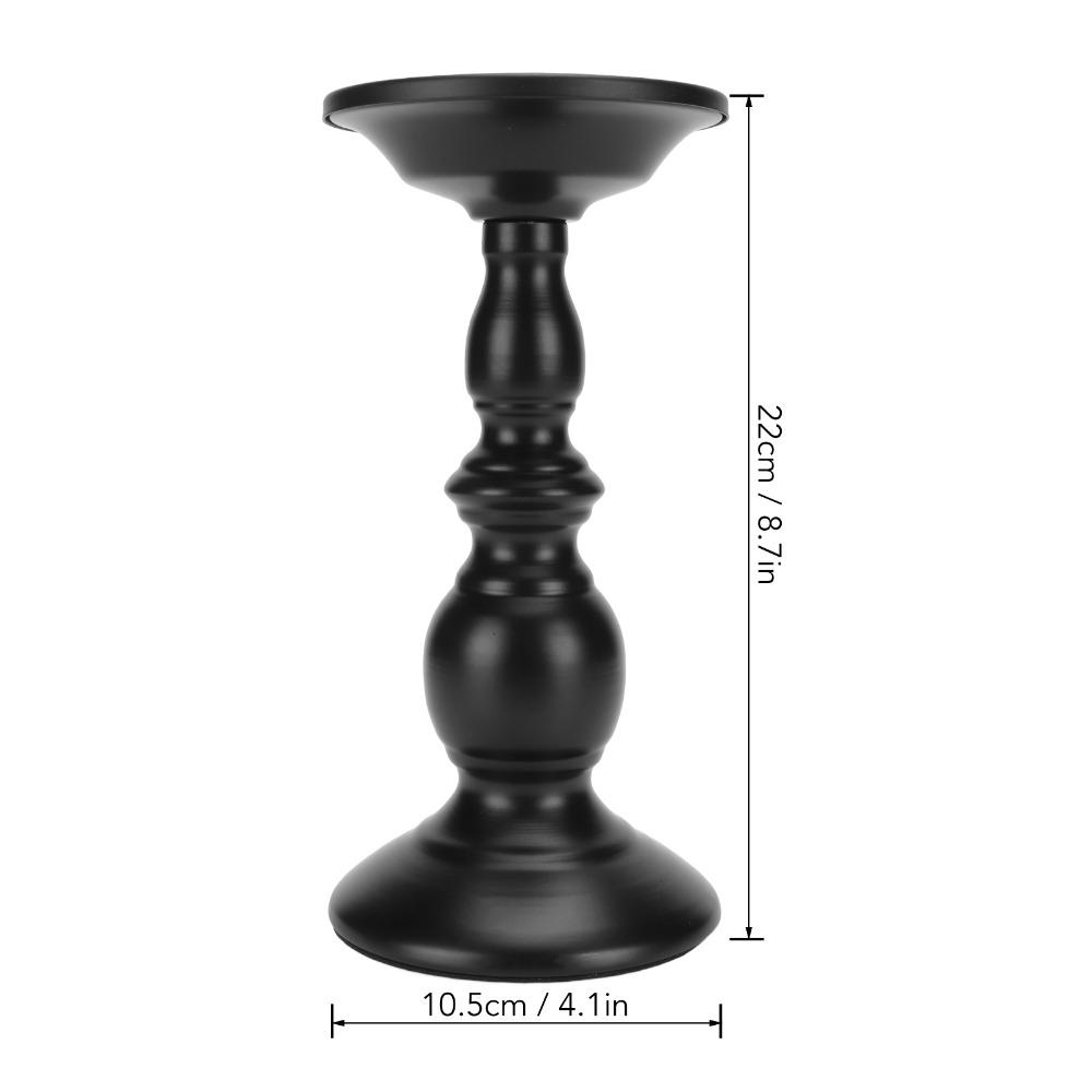 Polished Surface Black Candlestick Holders Iron Metal Candle Stand Coffee Table Decor