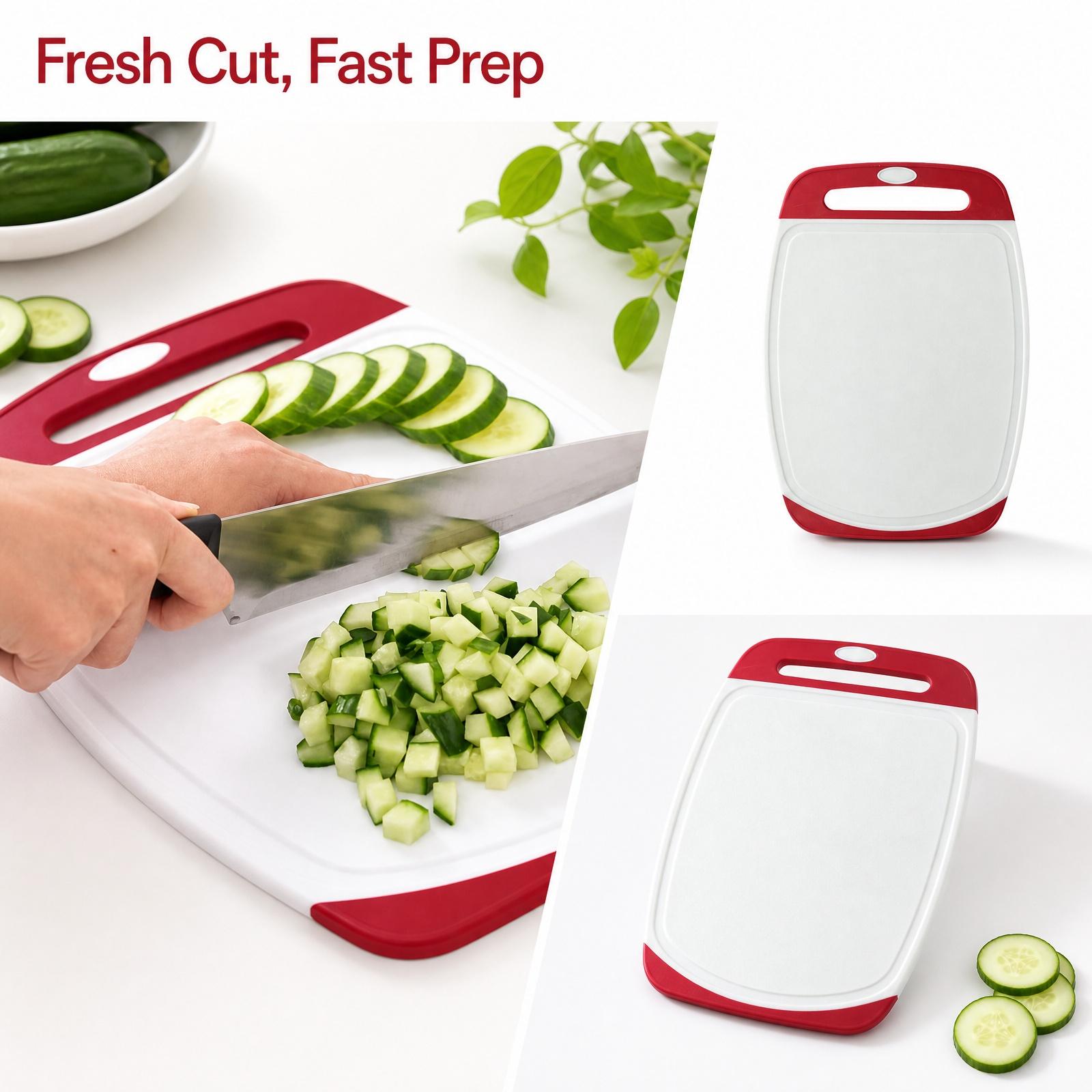 Plastic Cutting Board with Non Slip Edges and Handle for Fruit and Vegetable Chopping Kitchen Food Preparation Tool one size белый