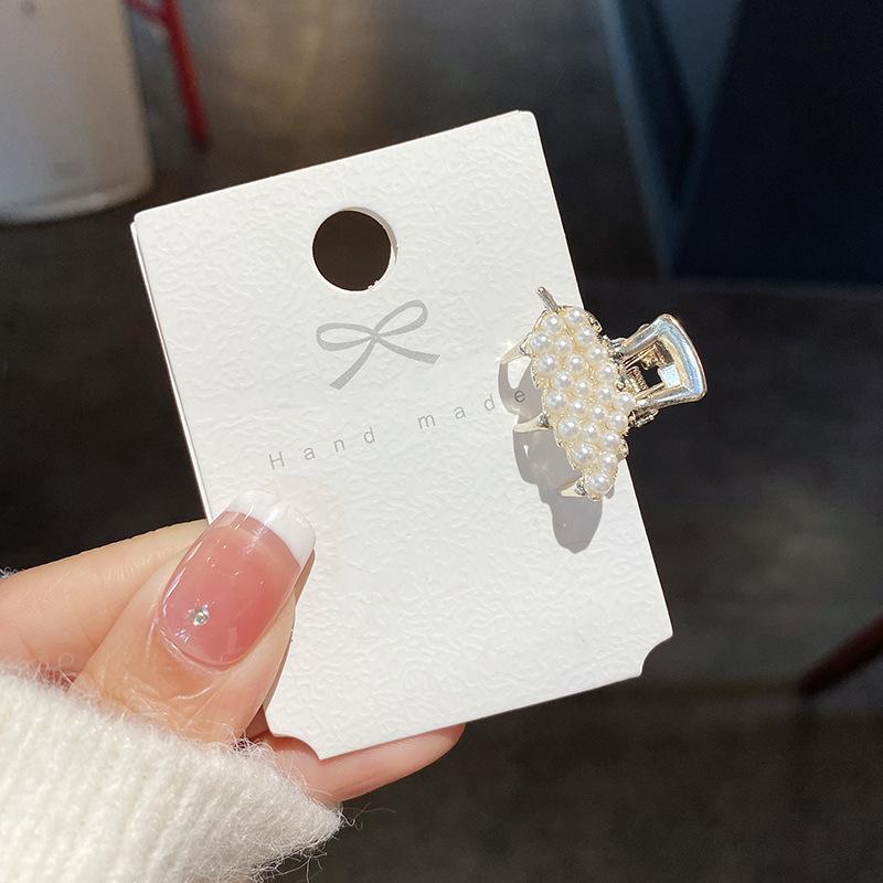 Pearl Rhinaute Small Hair Clip Female Net Celebrity Delicate High Ponytail Clip Korean Advanced Side Broken Hair Clip Headwear