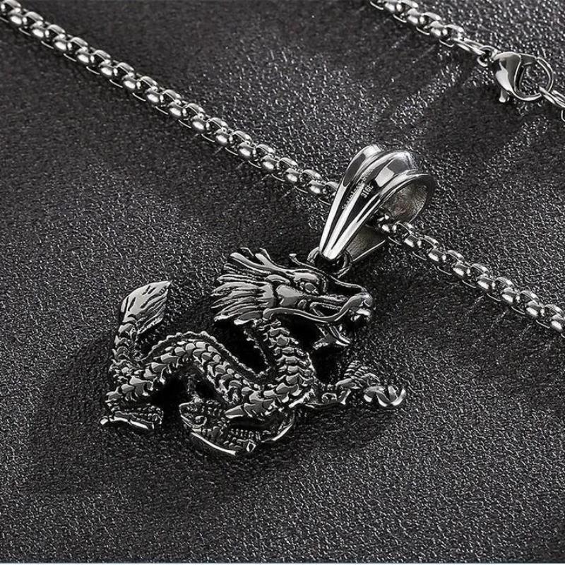 New Creative Zodiac Dragon Pendant for Men, Titanium Steel Dragon Necklace, Trendy Titanium Steel Jewelry Pendant