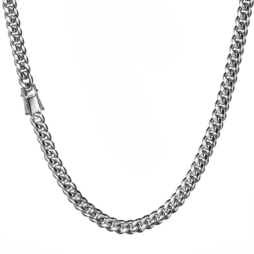 6-18mm Heavy Women Mens Miami Cuban Link Chain Silvery Stainless Steel Necklace