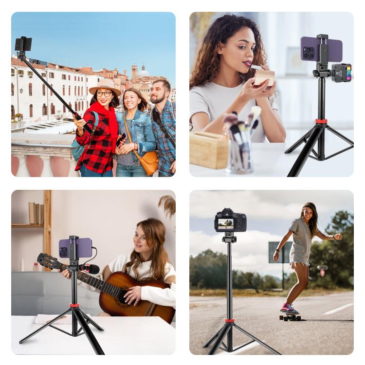 PULUZ 2m 8-section Aluminum Alloy Broadcast Fill Light Bracket Telescopic Tripod (Black)