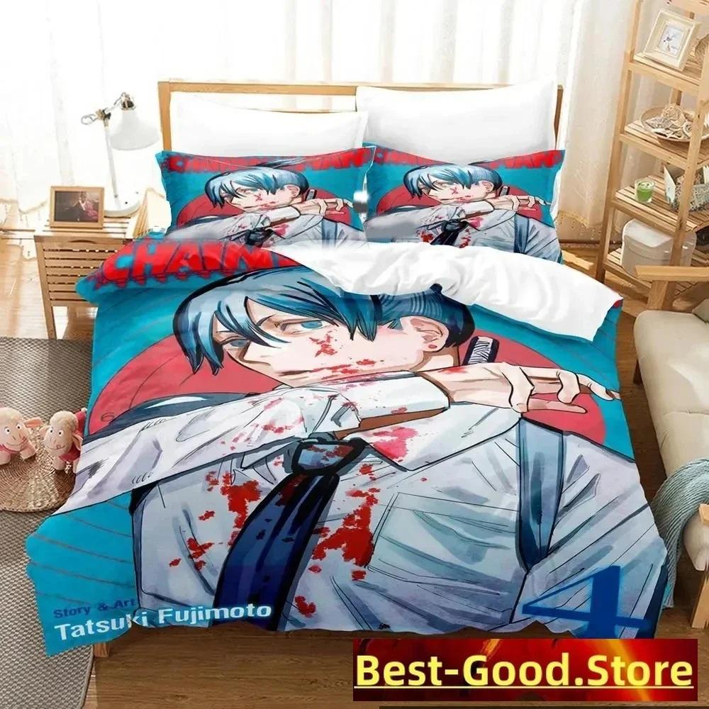 

Anime Chainsaw Man Bedding Set Printed Bed Set With Pillowcase Duvet Cover Soft Single Double Queen Super King Size boys Adult EU Single(135*200cm)3pcs