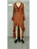 Women's Bohemian Pleated Ruffle Hem V-Neck Maxi Dress