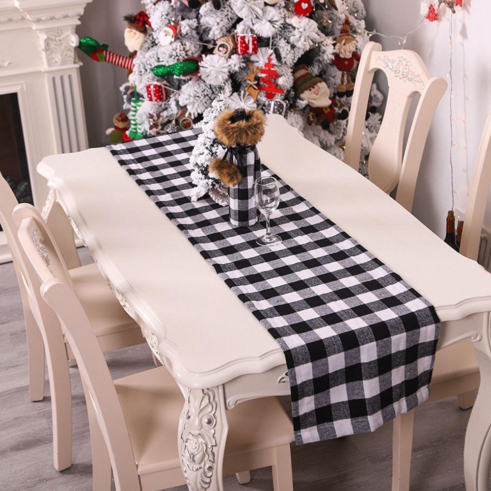 Dinner Merry Christmas Plaid Table Runner Christmas Table Runner Tablecloth Christmas Decoration