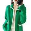 Korean Style Women's Wool Cardigan - Short, Thick Zippered Sweater for Autumn & Winter