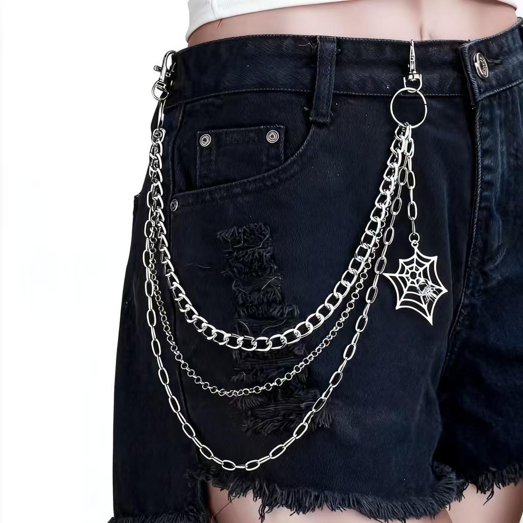 Multi-layer Spider Web Denim Chain: Hip Hop Punk Halloween Style