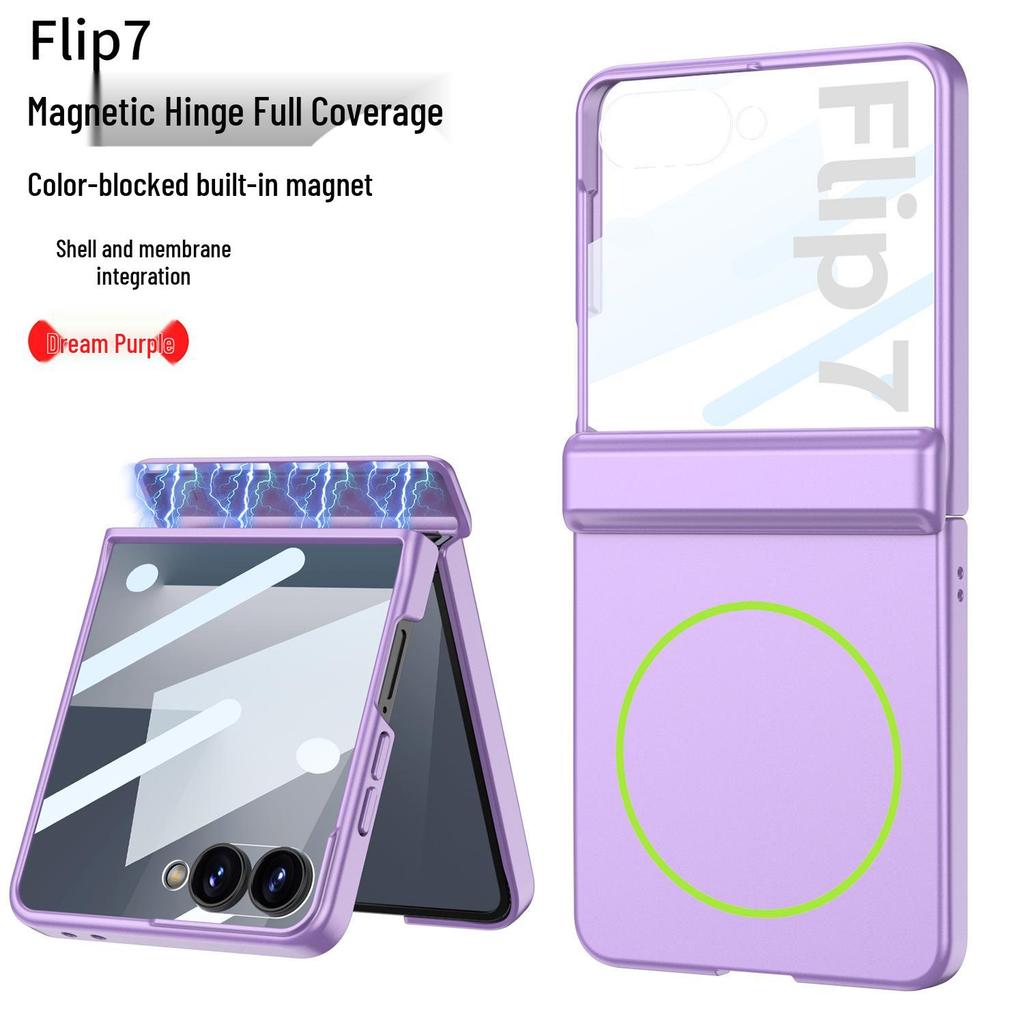 Samsung Z Flip7 Solid Color Case: Full Coverage, Hinge Style, Magnetic, Wireless Charging, Drop-Proof