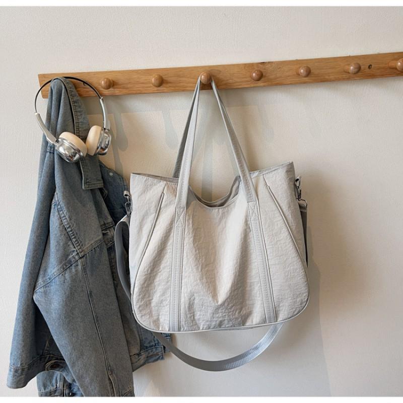New Nylon Cloth Bag Fashionable Japanese Simple Solid Color Shoulder Commuting All-matching Large-capacity Tote