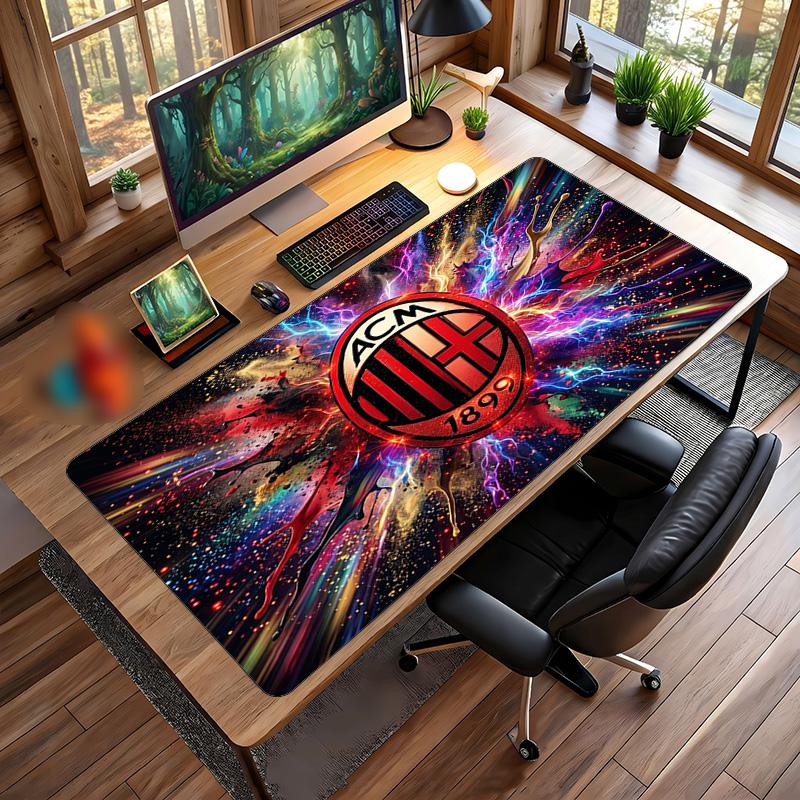 Tappetino per Mouse Grande Stampato AC Milan, Tappetino Morbido in Gomma Antiscivolo per Scrivania da Gioco per Ufficio Laptop Computer Decorazione