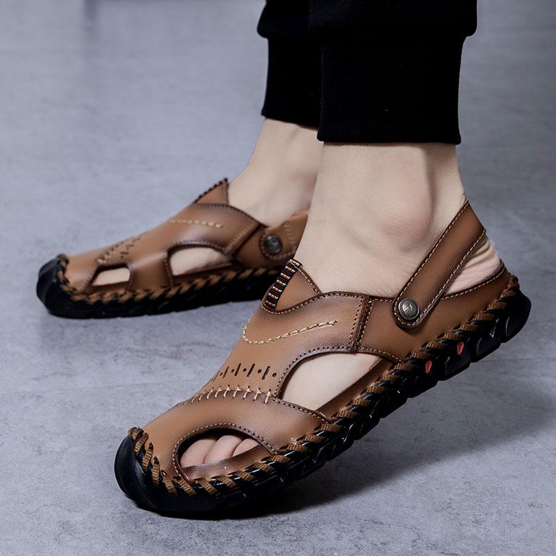 Men's Genuine Leather Sandals Soft Comfortable Sandals Male Summer Outdoor Beach Shoes Designer High Quality Sandals for Men