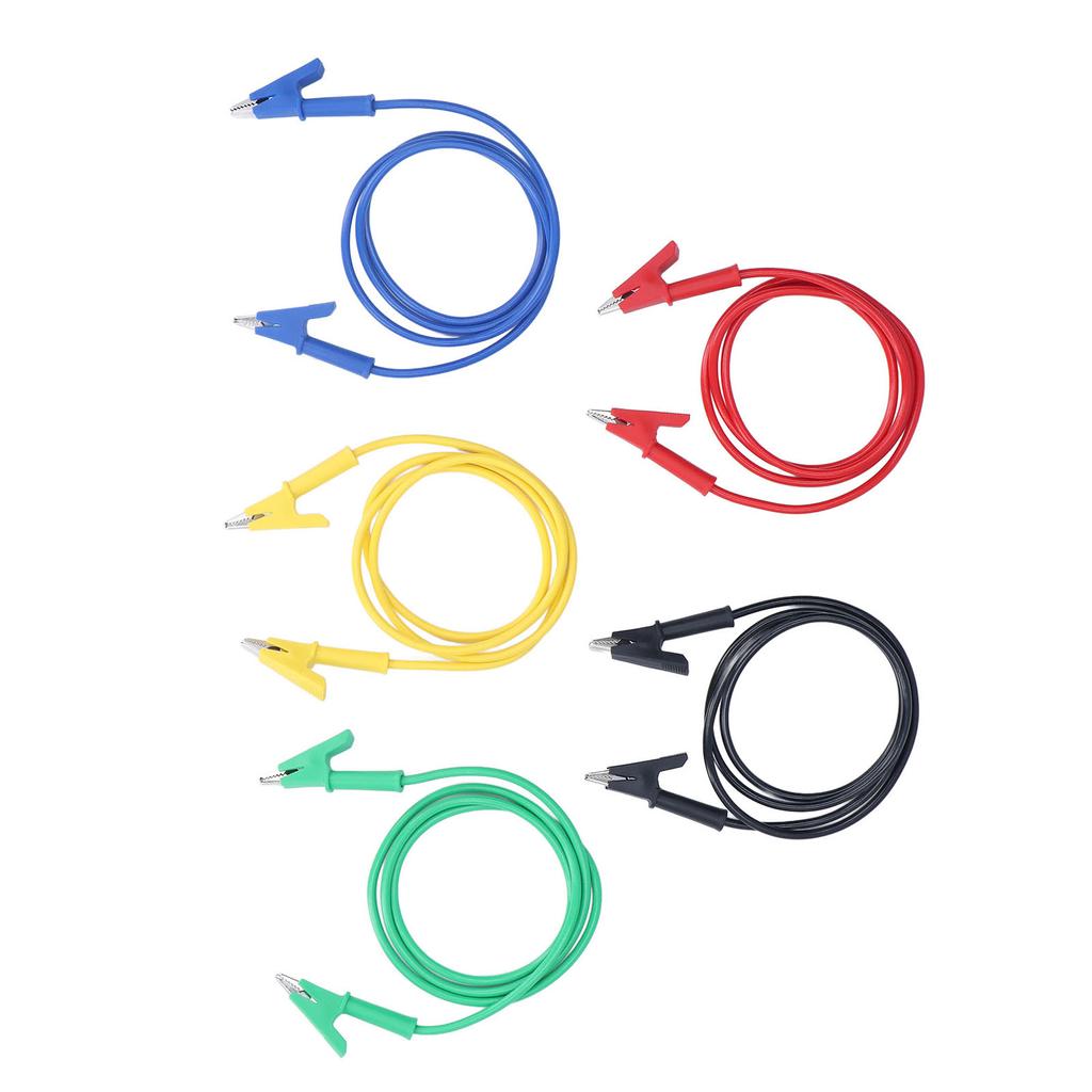 5Pcs Crocodile Clip Test  Dual Ended 10mm Opening Testing Cable Wire for Battery Vehicle