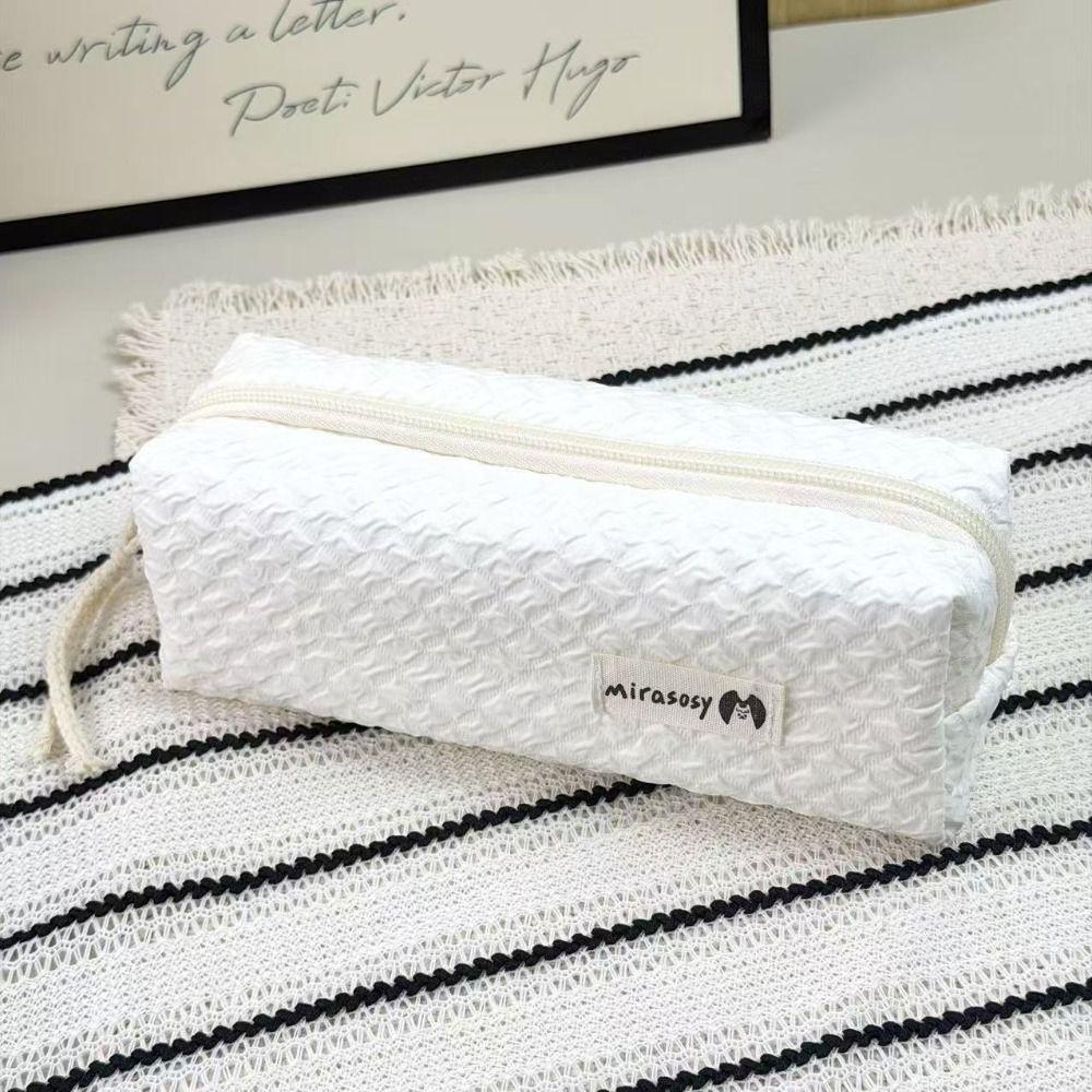 Zipper Closure Zipper Pouch Textured Surface Pencil Case High Quality Makeup Bag  Makeup Storage