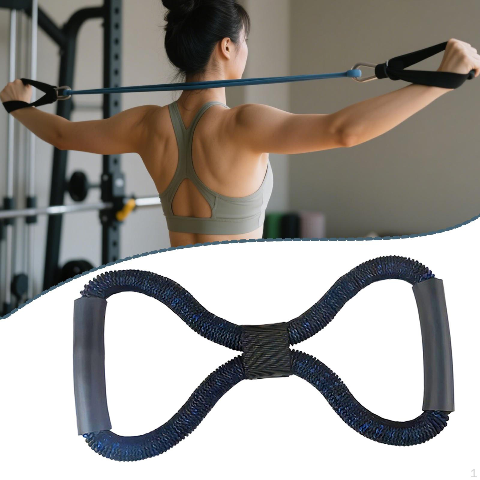 

8 Shape Resistance Band Arm Exerciser Foot Leg Hand Stretcher for Men Women Fitness Pull Rope black blue