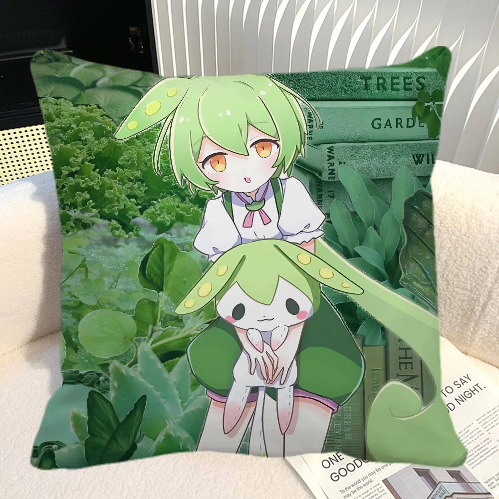 Anime Zundamon Pillow Case Square Pillow Bedroom Sofa Leisure Comfort Cushion Car Home Decoration