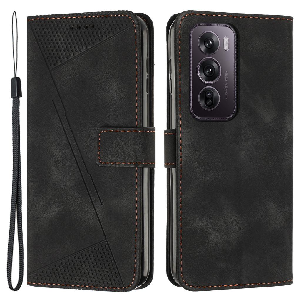 For Oppo Reno12 Pro 5G (Global) Case Triangle Leather Phone Cover Wallet with Credit Card Holder