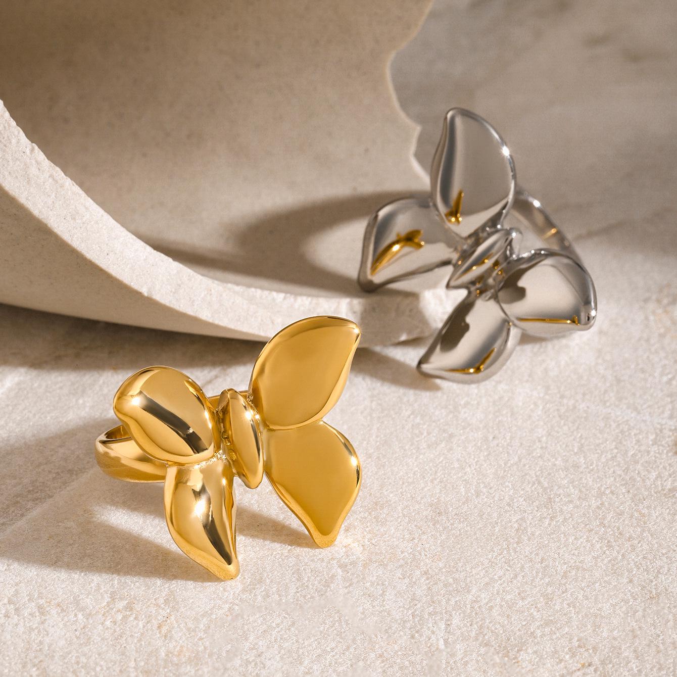 

18k Gold Polished Butterfly Ring: 2024 Summer Titanium-Steel Design Size 6