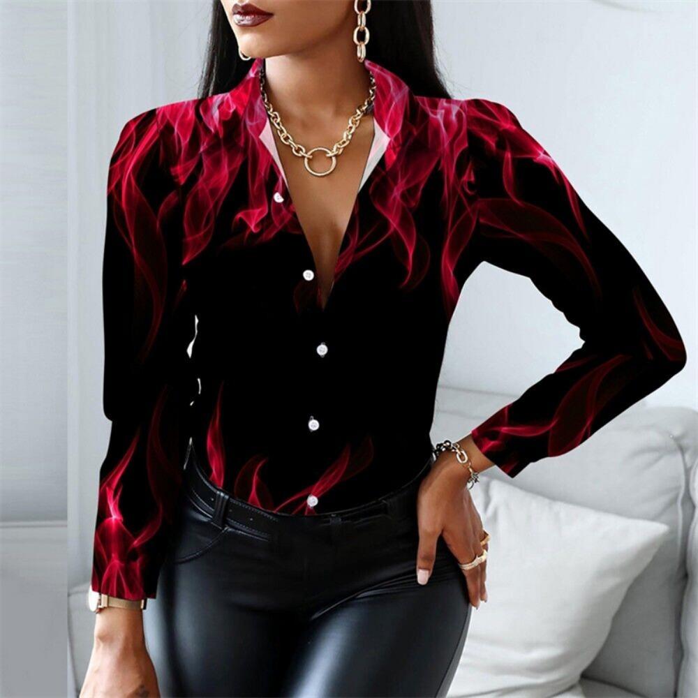 Men s Long Sleeves Shirt red streamer 3D printed shirt men s/women s shirt men s casual fashion street lapel shirt ladies  shirt S