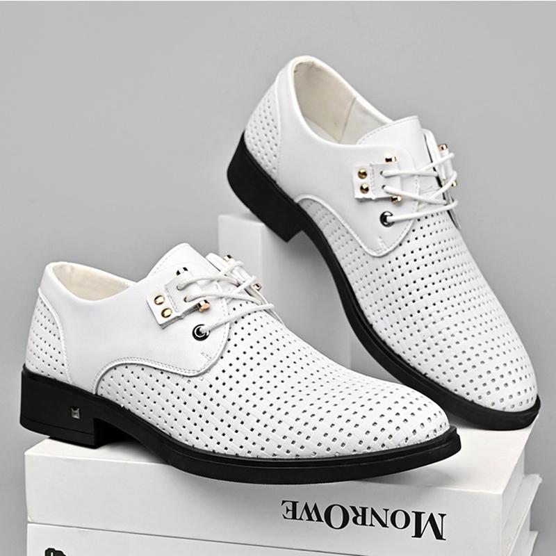 Gentleman Summer New Men's Black White Breathable Knit Pattern Oxford Shoes Designer Formal Wedding Dress Homecoming Footwear
