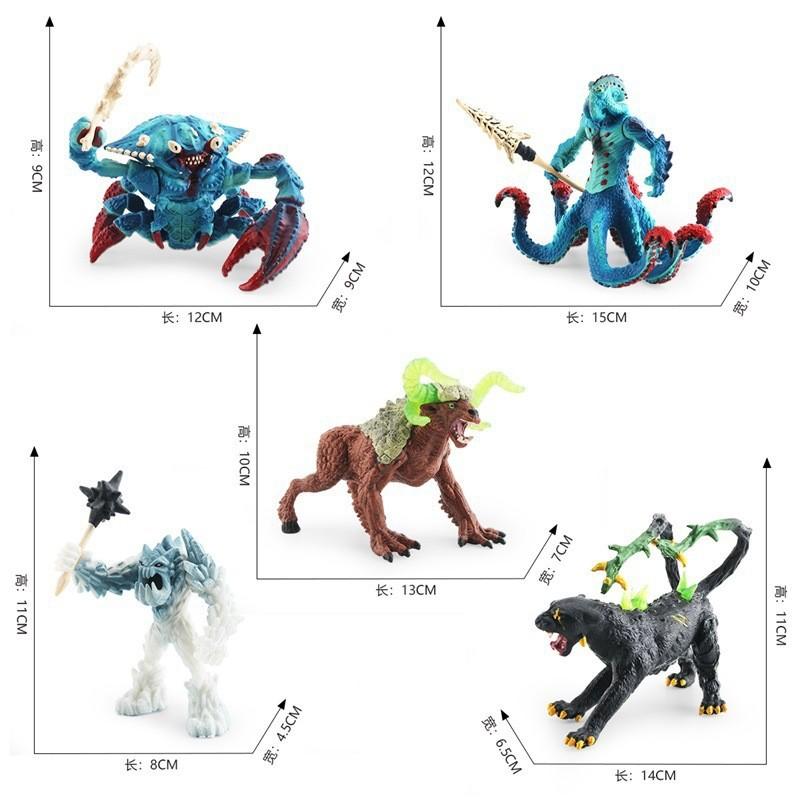 Detaillierte PVC-Figur Realistische Wasser-Krebs-Kreatur Oktopus-Bestie Eis-Monster Stein-Bulle Schwarzer Panther Modell