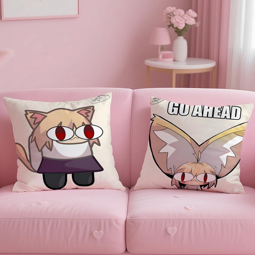 popular anime character Neco Arc Cushion Cover Soft & Easy-Wash Pillow Case – Versatile for Couch, Bed, Travel and Office