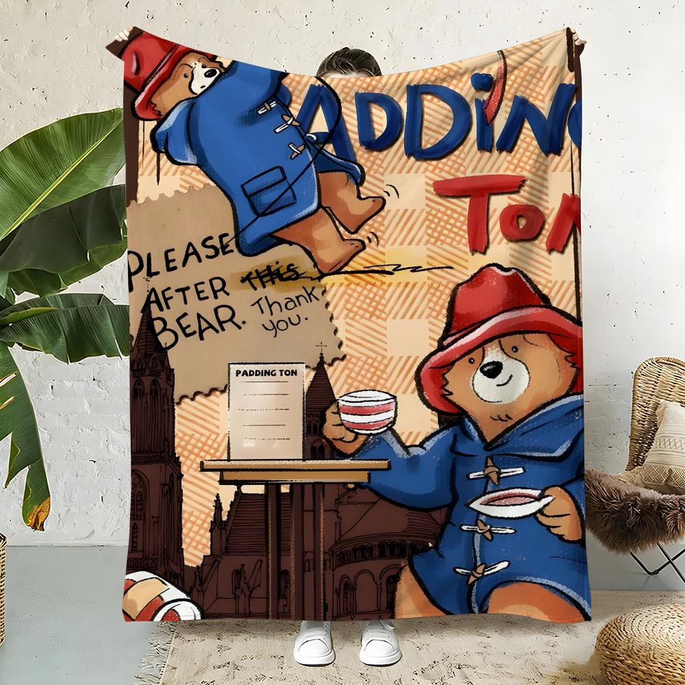 Cartoon P-Paddington Bear Throw Flannel Throw Blanket,Bed Home Office Nap Blanket Travel,Camping,Picnic Blanket Soft Decor 75x90cm