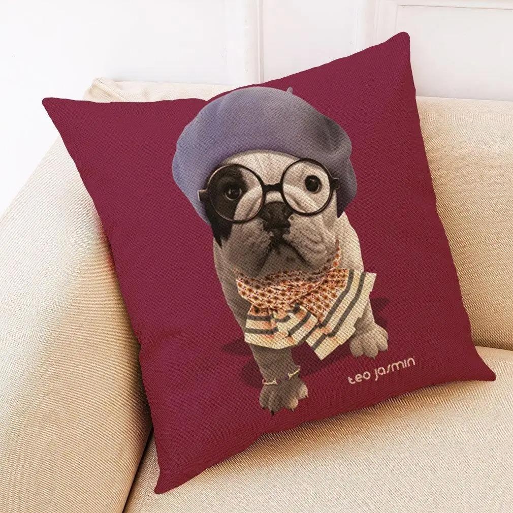 Office Living Room Home Pillowcase Bulldog Pattern Pillowcase Car Ornaments