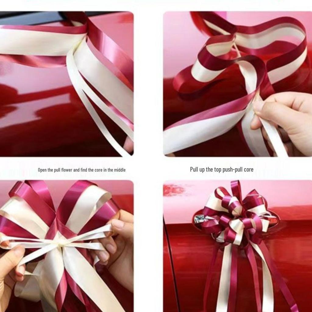 Shiny Double-Sided Red Ribbon Bow for Weddings, Gifts, and Events