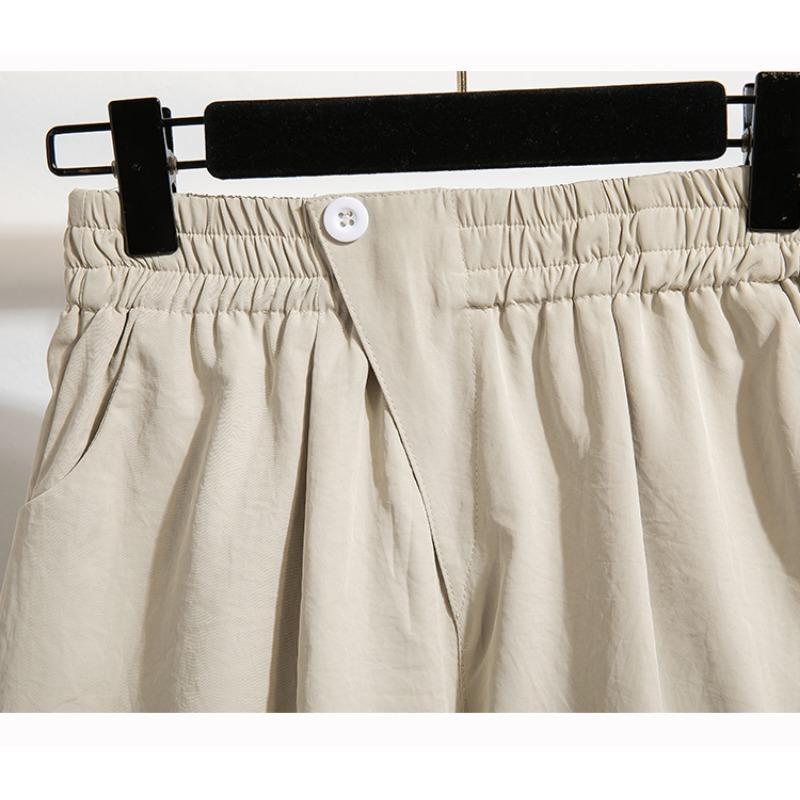 DIMANAF 2025 Plus Size Shorts Summer Women Wide Leg Pants Solid Loose High Waist Casual Short Pants Basic Harem New