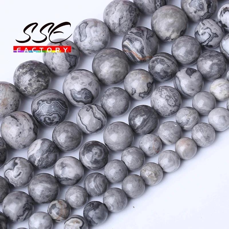 Přírodní bílé achátové kamenné korálky Onyx Kulaté volné distanční korálky Pro výrobu šperků DIY náramkové doplňky 4 6 8 10 12mm 15" palců