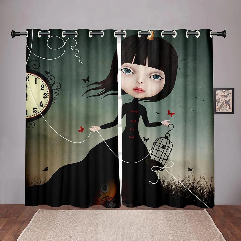 Verdunkelungsvorhänge mit Fantasiewelt, Tieren, lustig, abstrakt, für Schlafzimmer, Wohnzimmer, Badezimmer, Küche, hohe Schattierung, neues Muster
