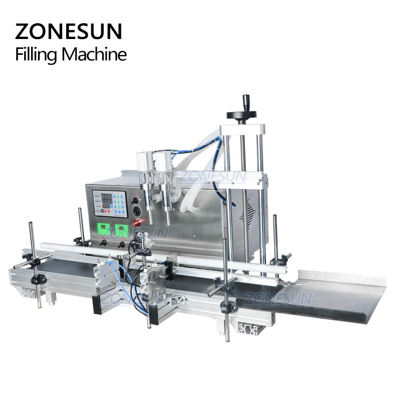 ZONESUN ZS-DTDP20-2s Automatic Big Flow Double Heads Liquid Beverage Shampoo Gel Filling Machine Diaphragm Pump Bottle Filler