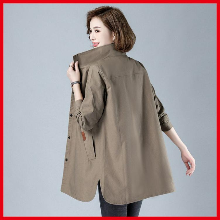 S-7XL 300 Kg Plus Size Women's Autumn and Winter Shirt Windbreaker Women's Mid-length Mother's Jacket Top