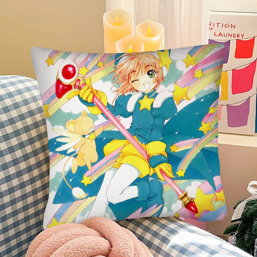 Anime Cardcaptor Sakura Pillow Case Square Pillow Bedroom Sofa Leisure Comfort Cushion Car Living Room Home Decoration