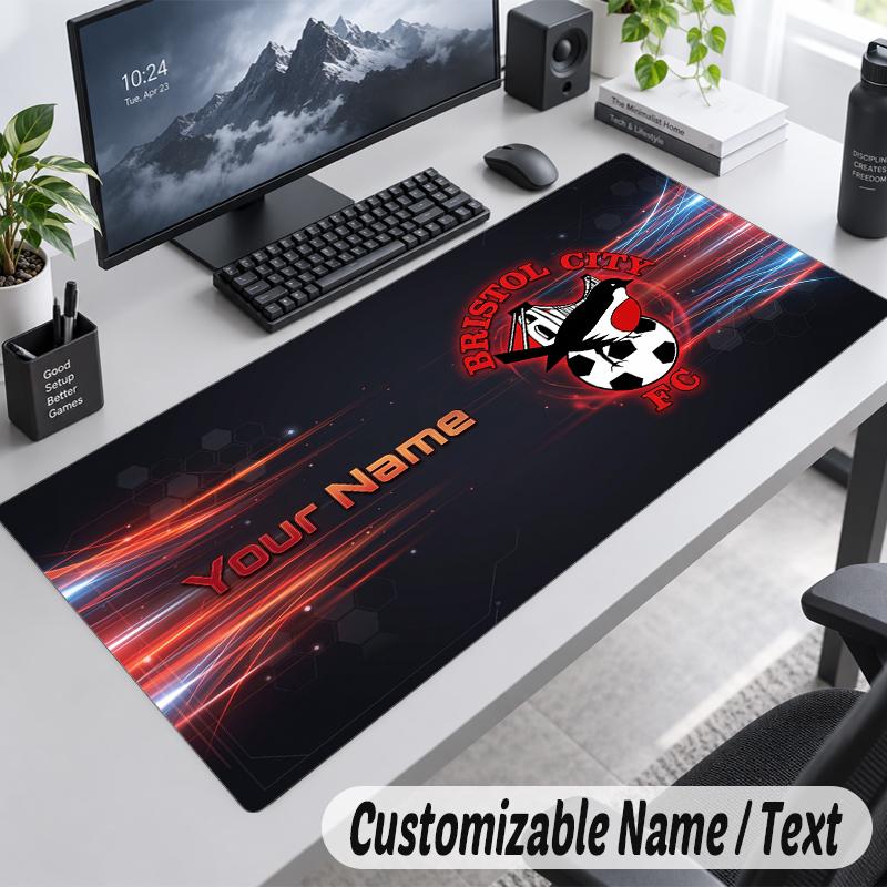 Custom Name Text Mouse Pad Bristol City Personalized Desk Pad For Work And Gaming
