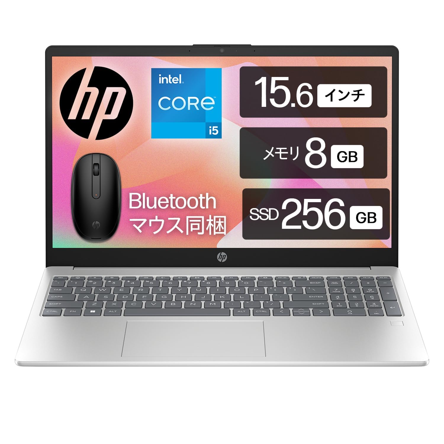 

HP Laptop HP Intel 13th Generation Intel Core 8GB Memory 256GB SSD Bluetooth Mouse Included Fingerprint Authentication Thin Natural Silver 15-fd0226TU срібний