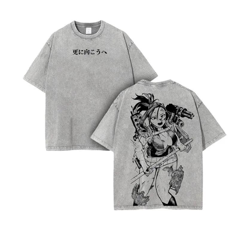 YAOYOROZU MOMO Anime My Hero Academia Printed T-shirt Washed Oversized T Shirt Cotton Short Sleeve Tees Shirt Men Women Clothing