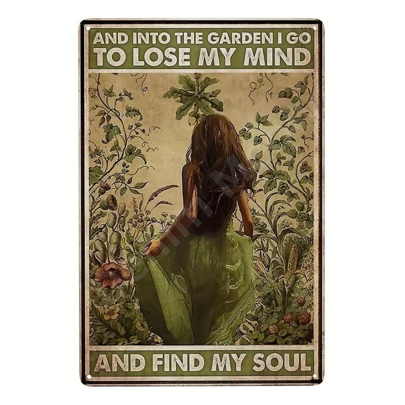 Welcome To Our Garden Metal Tin Signs, Dirty Hoe Wall Art, Sunflower Retro Poster for Home, Yard, Plants Decor, Garden Rule S