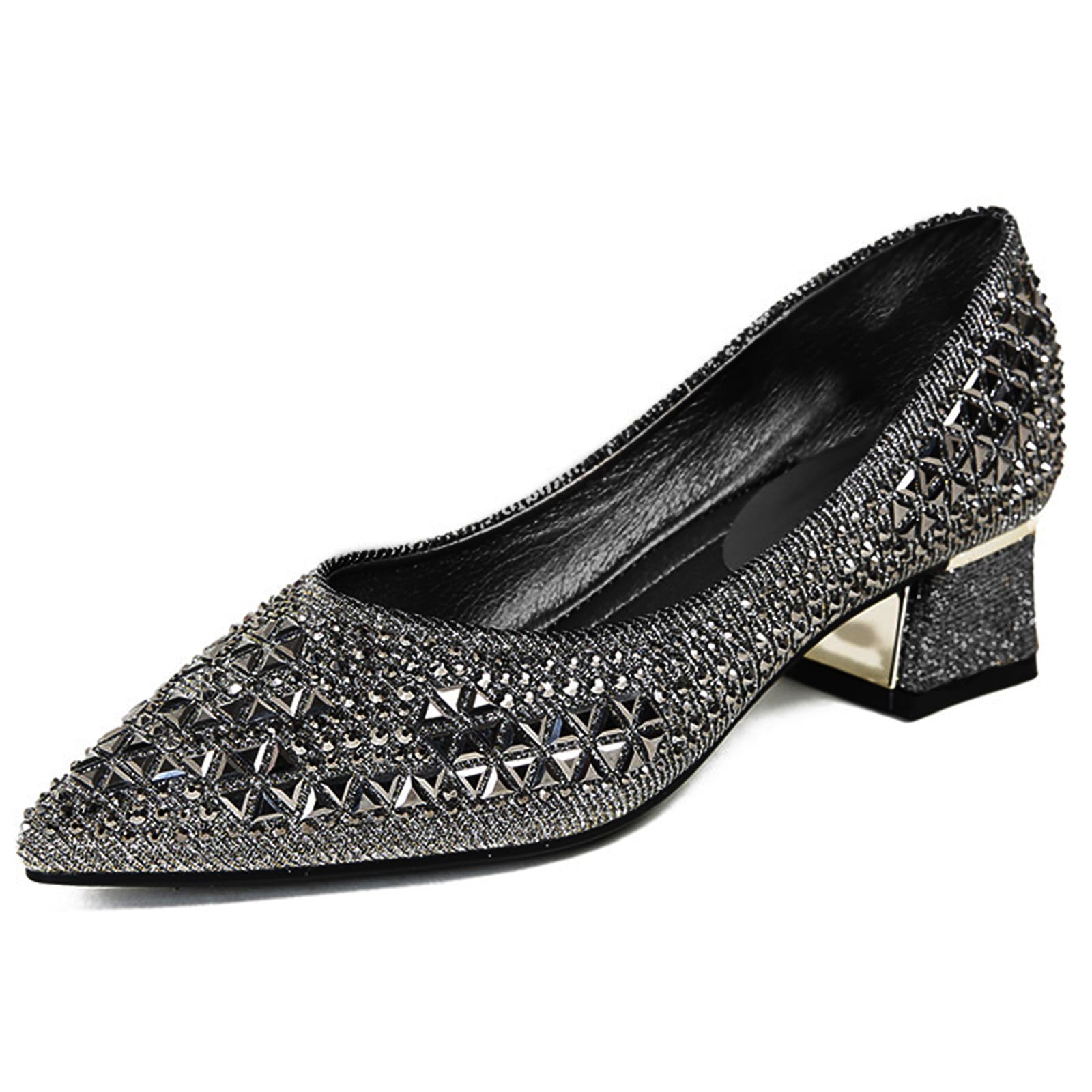 

thick Korean size [Neiman by] Pumps, glittery, heel, 4cm, black, silver, glitter, women s, style, cute, elegant, 24, black, 5S-N20-BK38 чорний
