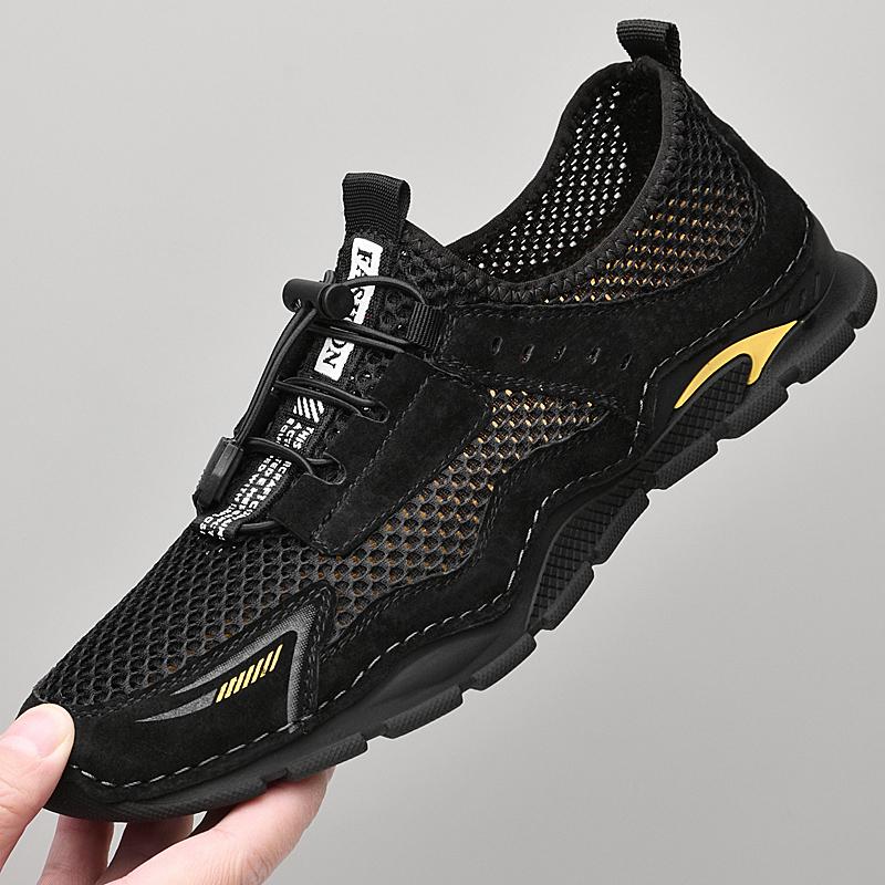 High-quality Men Sneakers Summer Mesh Breathable Casual Walking Shoes Lace-Up Flat Comfort Walking Running Shoes Tennis Shoes