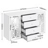 Mirrored Sideboard, Modern Chest of Drawers with 2 Doors & 4 Drawers, Cabinet with Crystal Handles, for Living Room, Dining Room & Bedroom