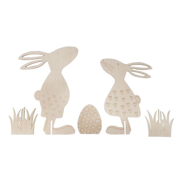 Silhouette en bois Les Amis de Pâques 5 pièces