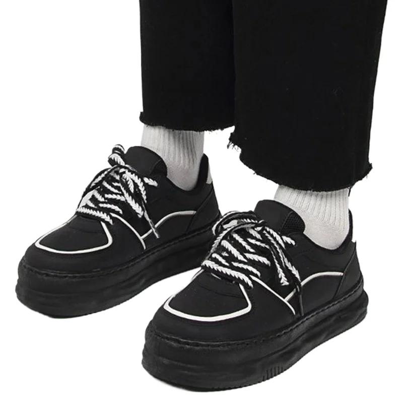 

SyfIyno Woman Sports Shoes Platform Black Sneakers Vulcanize Vintage Casual Skateboard Flats Korean Footwear Tennis Female 35 чёрный