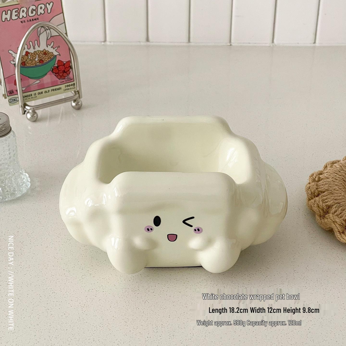 

Ceramic Pet Food & Water Bowl - Anti-Tip, Cute Design for Cats & Dogs