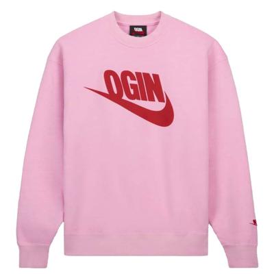Nike X Nigo Colaboración Fw24 Jersey Cuello Redondo Forro Polar Manga Larga Sudadera Hombre Sudadera Rosa FV5942-621