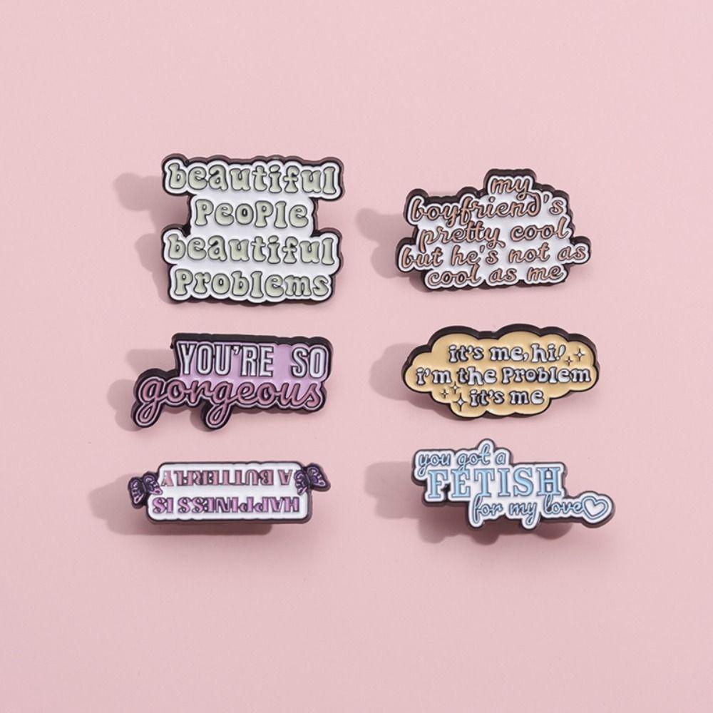 

Flower Lapel Enamel Pin Bag Accessories Letters Badge Retro Tape Girls Brooches Women