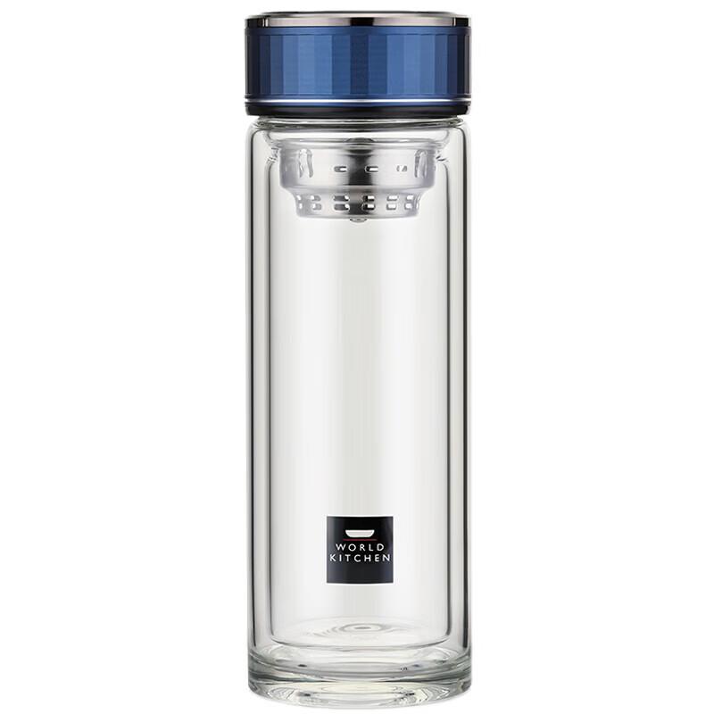 World Kitchen Crystal Blue Double Wall Glass Cup 400ml