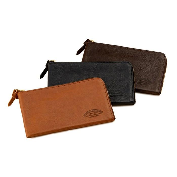 [Ikenohata Ginkawaten] Italian Shrink Leather L-Zip Long Wallet, Coin Purse, Bill Compartment, Men's/Women's, Thin, Genuine Leather, Made