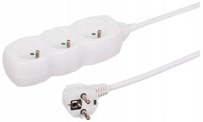 3-socket Extension Cord 5m White Power Strip
