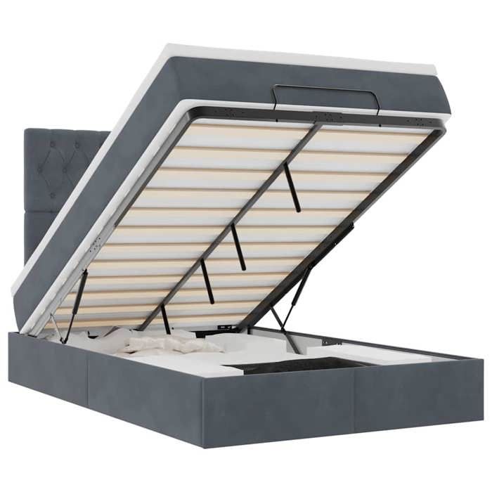 VidaXL Ottoman Bed Frame with Mattress Dark Grey 120x190 Cm Velvet, Bed Frame, Upholstered Bed Frame, Bed Frame 3313530